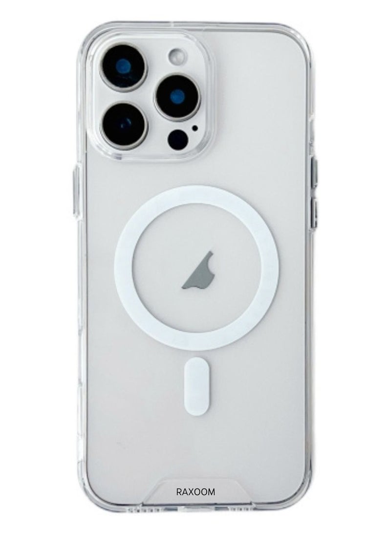 Raxoom iPhone 16 Pro Space MagSafe Acrylic Hybrid TPU Phone Case Anti Scratching(Transparent) - Image 1