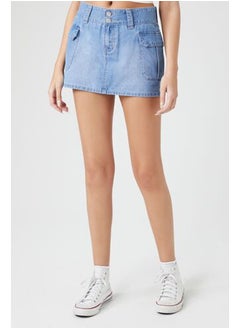 FOREVER 21 Denim A-Line Cargo Mini Skirt  - Image 2