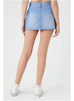 FOREVER 21 Denim A-Line Cargo Mini Skirt  - Image 4