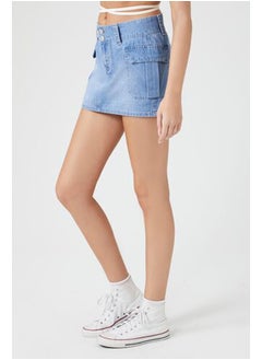 FOREVER 21 Denim A-Line Cargo Mini Skirt  - Image 3