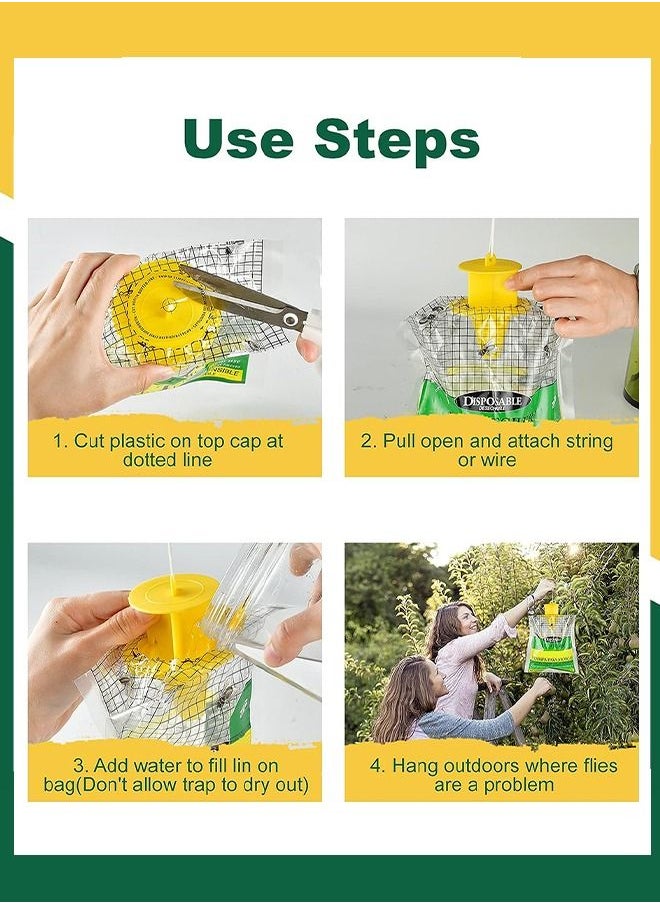 Disposable Fly Insects Trap Bags Fly Catcher Insect Trap Outdoor Disposable Hanging Fly Trap Non-Toxic and Odorless Hanging Bait Bag Catcher Pest Catcher for Outdoor Garden (2 Pack)