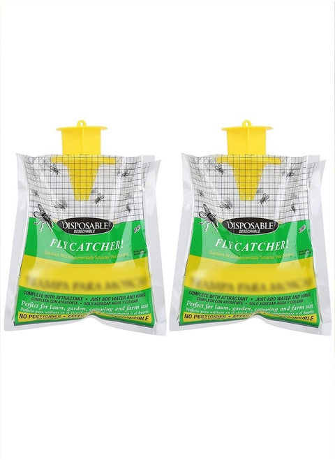 Disposable Fly Insects Trap Bags Fly Catcher Insect Trap Outdoor Disposable Hanging Fly Trap Non-Toxic and Odorless Hanging Bait Bag Catcher Pest Catcher for Outdoor Garden (2 Pack)