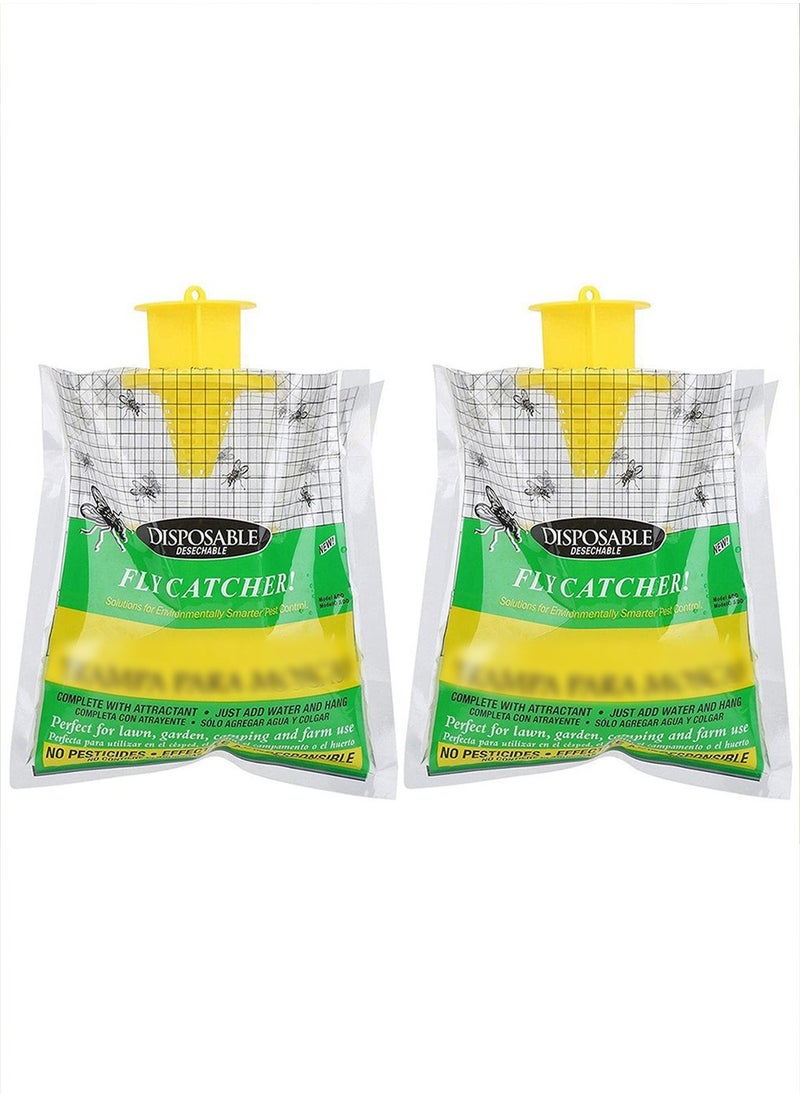Disposable Fly Insects Trap Bags Fly Catcher Insect Trap Outdoor Disposable Hanging Fly Trap Non-Toxic and Odorless Hanging Bait Bag Catcher Pest Catcher for Outdoor Garden (2 Pack)