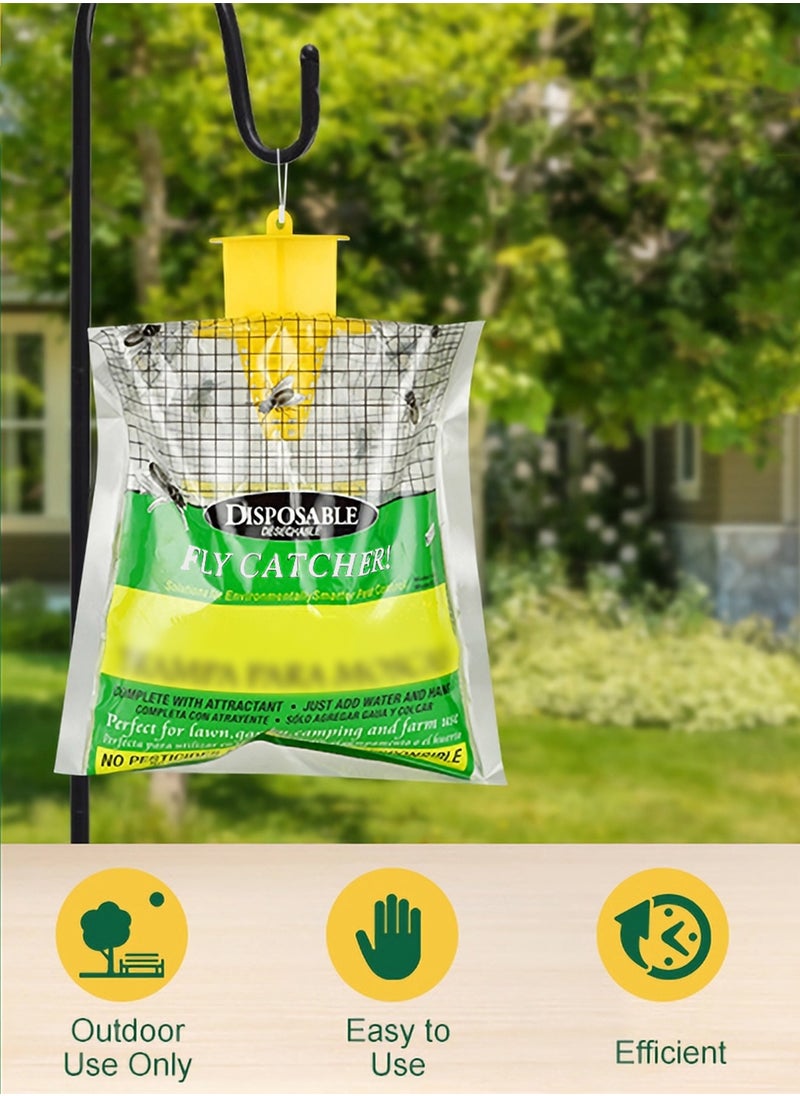 Disposable Fly Insects Trap Bags Fly Catcher Insect Trap Outdoor Disposable Hanging Fly Trap Non-Toxic and Odorless Hanging Bait Bag Catcher Pest Catcher for Outdoor Garden (2 Pack)