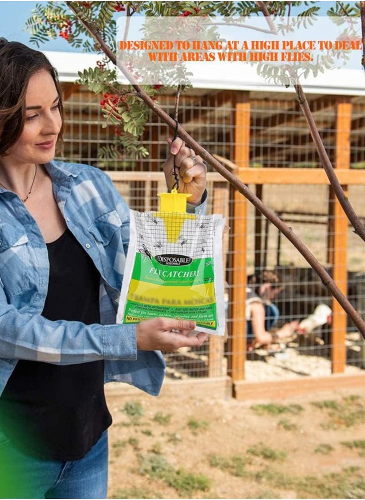 Disposable Fly Insects Trap Bags Fly Catcher Insect Trap Outdoor Disposable Hanging Fly Trap Non-Toxic and Odorless Hanging Bait Bag Catcher Pest Catcher for Outdoor Garden (2 Pack)