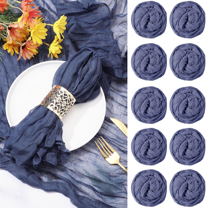 Cindeer مجموعة Cindeer من 20 منديل قماش الجبن الشفاف بتصميم ريفي بوهيمي للسهرة، منديل مزخرف للمنزل، حفلات الزفاف، تزيين طاولة العشاء 197 x 197 بوصة أزرق غامق