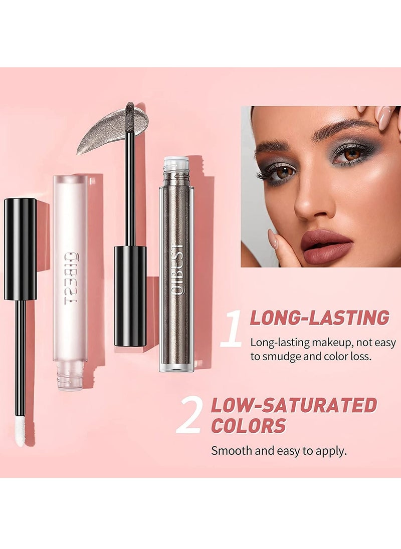 QiBest - Liquid Eyeshadow 9 Colors Set Matte Pearlescent Shimmer Glitter Eyeshadow Black Grey White Silver Smokey Eye Shadow Makeup Kit Quick Drying Waterproof Long Lasting Eye Glitter Makeup - Image 1