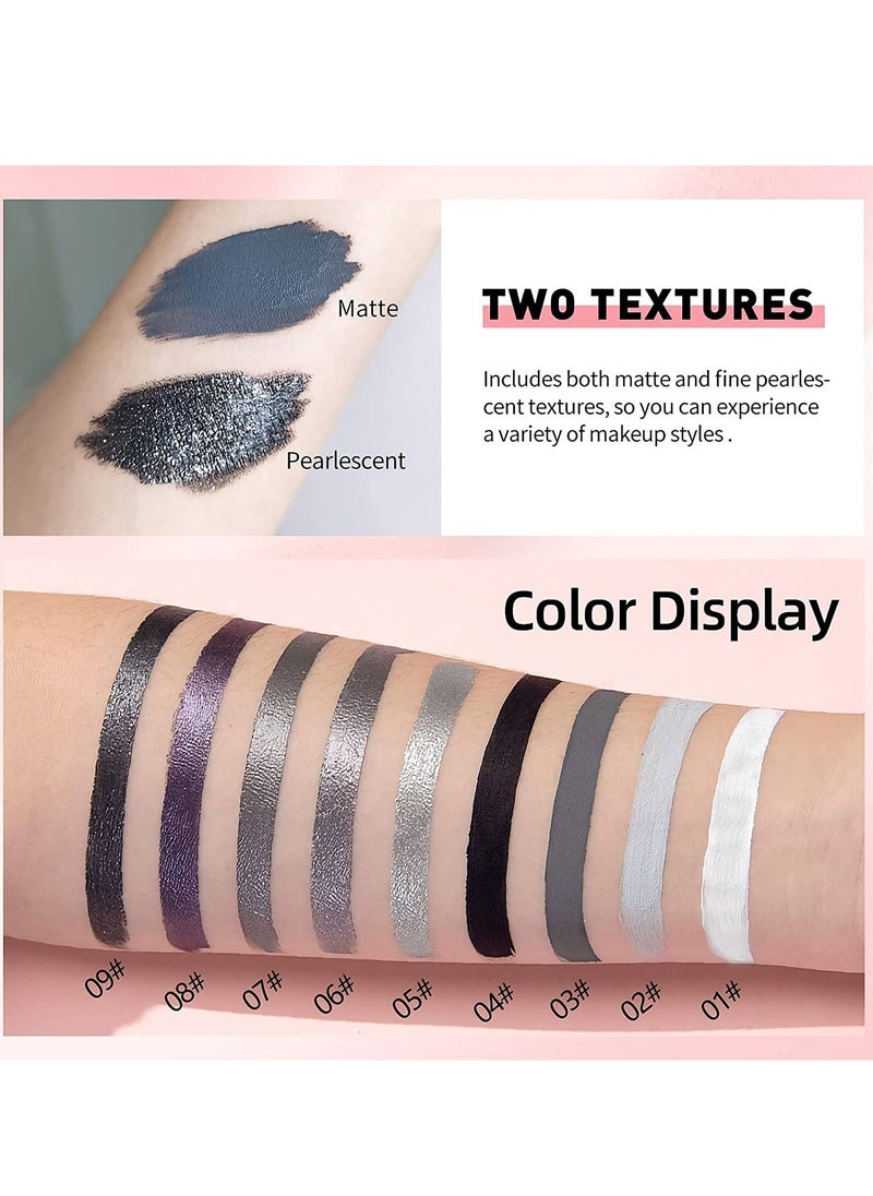QiBest - Liquid Eyeshadow 9 Colors Set Matte Pearlescent Shimmer Glitter Eyeshadow Black Grey White Silver Smokey Eye Shadow Makeup Kit Quick Drying Waterproof Long Lasting Eye Glitter Makeup - Image 1