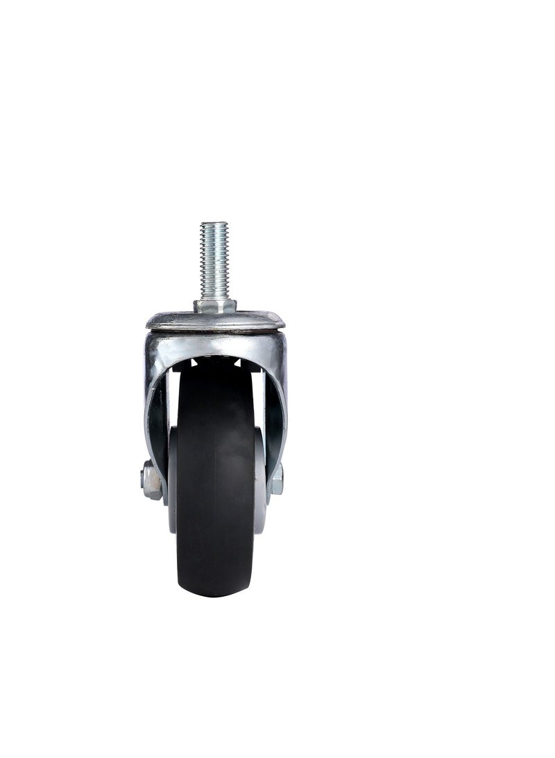 BMB tools 2-Piece 75mm Grey TPR Double Ball Bearing Caster - Swivel with Brake - Screw M12x30mm - Image 4