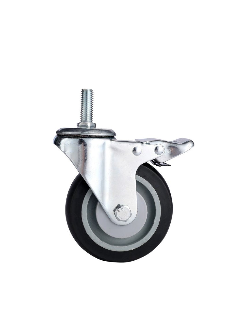 BMB tools 2-Piece 75mm Grey TPR Double Ball Bearing Caster - Swivel with Brake - Screw M12x30mm - Image 2