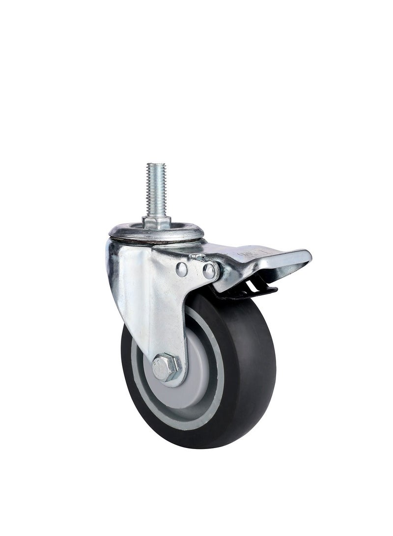 BMB tools 2-Piece 75mm Grey TPR Double Ball Bearing Caster - Swivel with Brake - Screw M12x30mm - Image 3