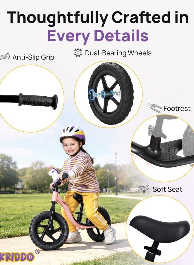 KRIDDO Toddler Balance Bike 2 Year Old, Age 18 Months to 5 Years Old, Early Learning Interactive Push Bicycle with Steady Balancing and Footrest, Gift Bike for 2-5 Boys Girls, Pink - Image 5
