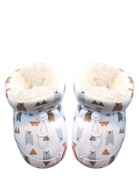 Warm Fur Baby Boots, Anti-Slip Soft Sole Warm Fur Baby Sock Shoes, Infant Unisex Warm Fur Lining Soft Boots, Fur Baby Boots with Drawstring Infant Winter Boots, Blue, 1 Pair, 11 cm