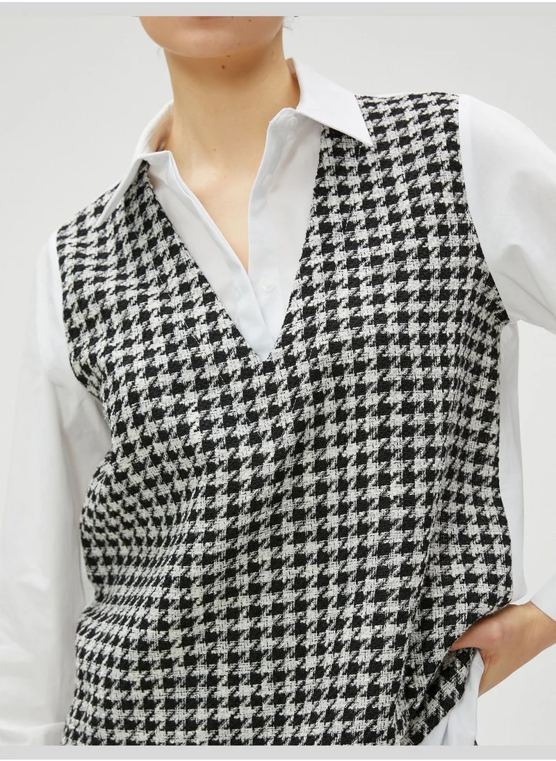 KOTON Long Sleeve Shirt Tweed Sweater Looking