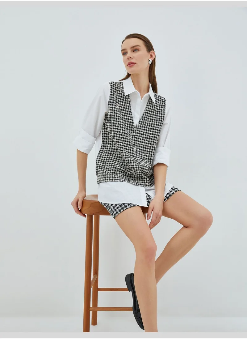 KOTON Long Sleeve Shirt Tweed Sweater Looking