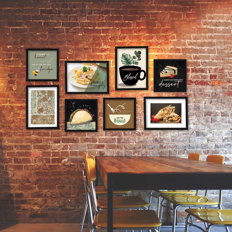 walllane Wall ArtWall Paintings with Frame for Restaurant Bar Kitchen HotelAesthetic Wall PaintingsBar Theme PaintingPainting For Wall Decoration 10 inch x 13 inch Set of 8 cate 10 - Image 2
