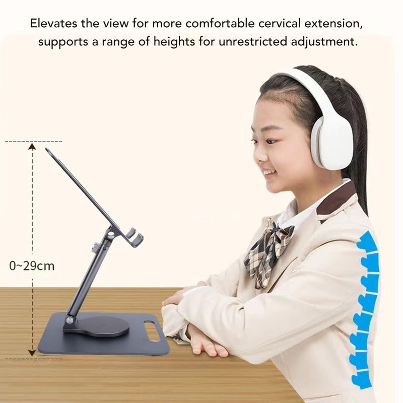 Silver Tablet Stand 360 Degree Rotating Foldable Adjustable Holder For Streaming Drawing - Image 4