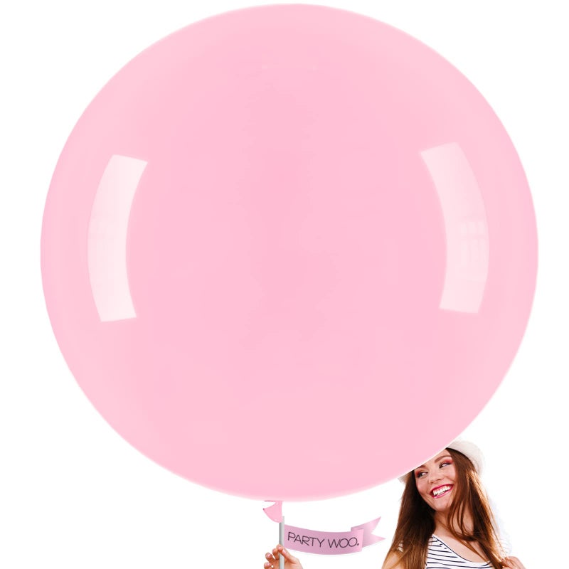 PartyWoo Baby Pink Balloons 4pcs 36 Inch Pastel Pale Light Pink Latex Helium Balloons for Baby Shower Gender Reveal Easter Bachelorette Wedding Bridal Shower Birthday Party Decorations Pink-Q05 - Image 1