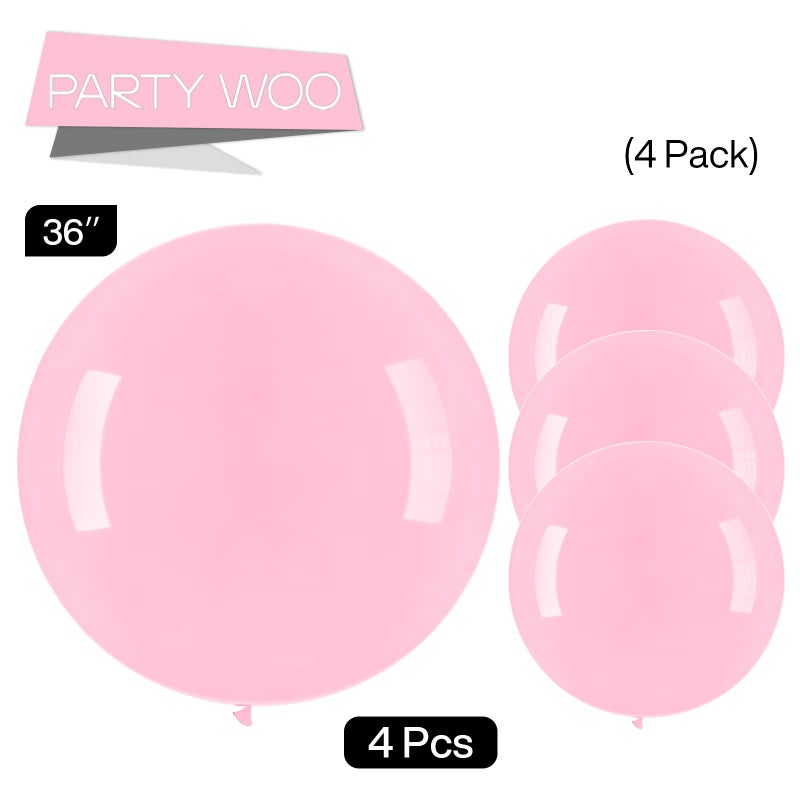 PartyWoo Baby Pink Balloons 4pcs 36 Inch Pastel Pale Light Pink Latex Helium Balloons for Baby Shower Gender Reveal Easter Bachelorette Wedding Bridal Shower Birthday Party Decorations Pink-Q05 - Image 3