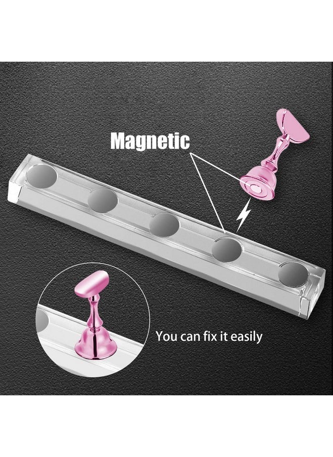 JUSTOTRY - 2 Sets Pink Nail Stand For Press On Nails Display Magnetic Fake Nails Holder For Painting Nails Practices Beginner Acrylic Nail Art Kit Accessories Nail Salon Equipment And Decor - Image 1