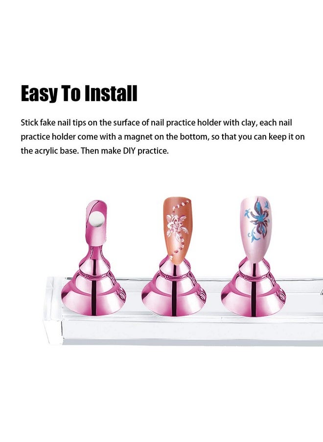 JUSTOTRY - 2 Sets Pink Nail Stand For Press On Nails Display Magnetic Fake Nails Holder For Painting Nails Practices Beginner Acrylic Nail Art Kit Accessories Nail Salon Equipment And Decor - Image 1