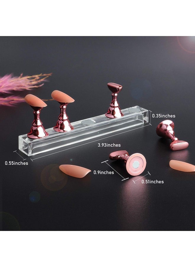 JUSTOTRY - 2 Sets Pink Nail Stand For Press On Nails Display Magnetic Fake Nails Holder For Painting Nails Practices Beginner Acrylic Nail Art Kit Accessories Nail Salon Equipment And Decor - Image 1