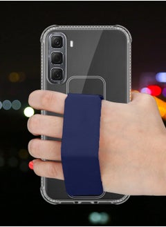 Wtech Infinix Hot 50 4G 2024 TPU Hand Grip Air Pillow Case Cover - Clear/Navy Blue  - Image 2