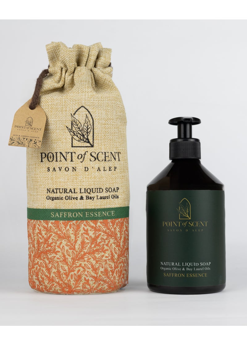 POINT of SCENT Natural Liquid Soap made of olive and laurel oils with Saffron essence 500ML - Image 1