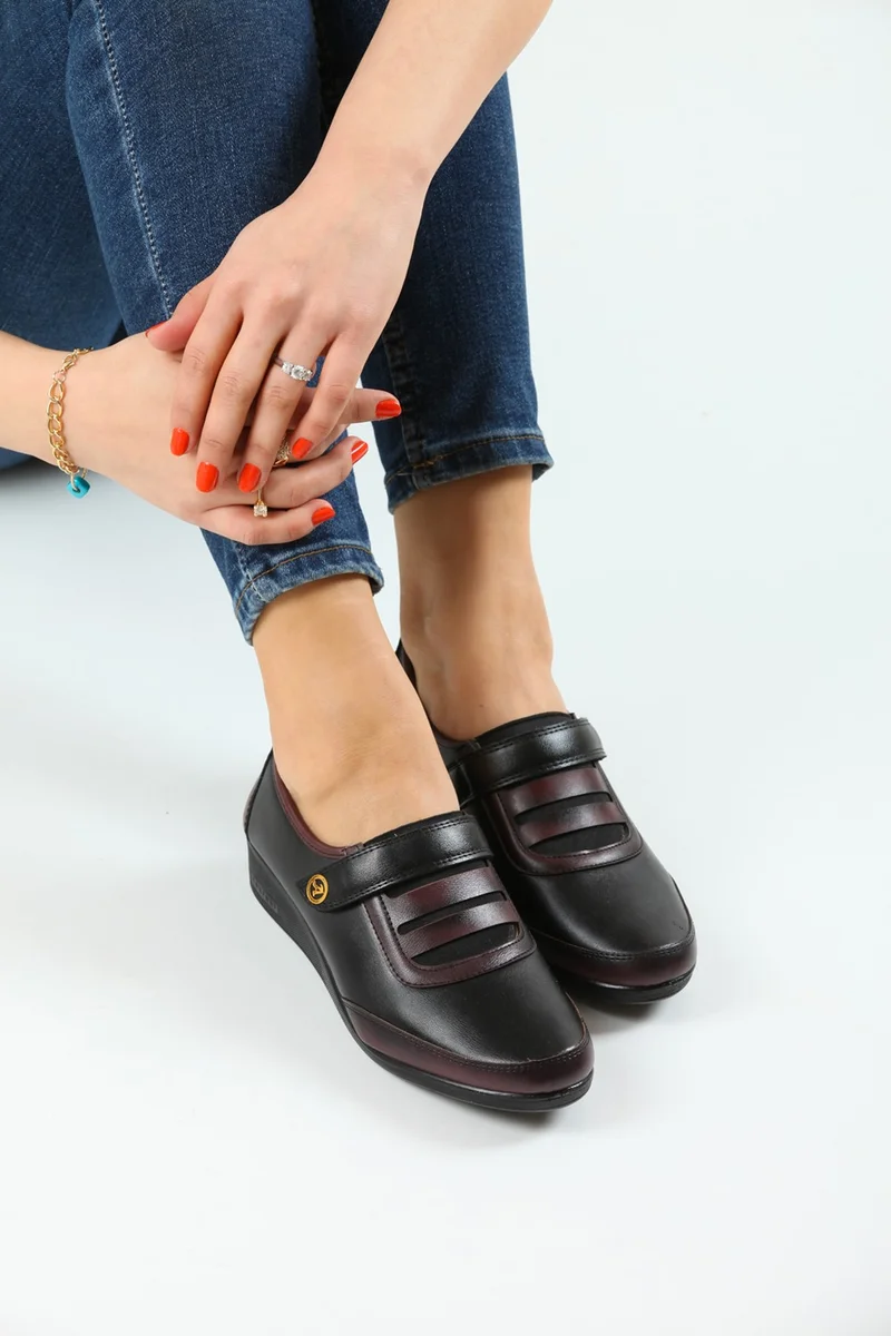 Kaof Shoes Women's Claret Red Orthopedic Mother Ballerina Shoes Mother's Shoes Women's Casual Shoes Women's Classic Shoes Mother's Shoes Ayzen