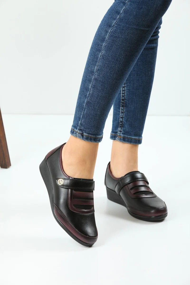 Kaof Shoes Women's Claret Red Orthopedic Mother Ballerina Shoes Mother's Shoes Women's Casual Shoes Women's Classic Shoes Mother's Shoes Ayzen