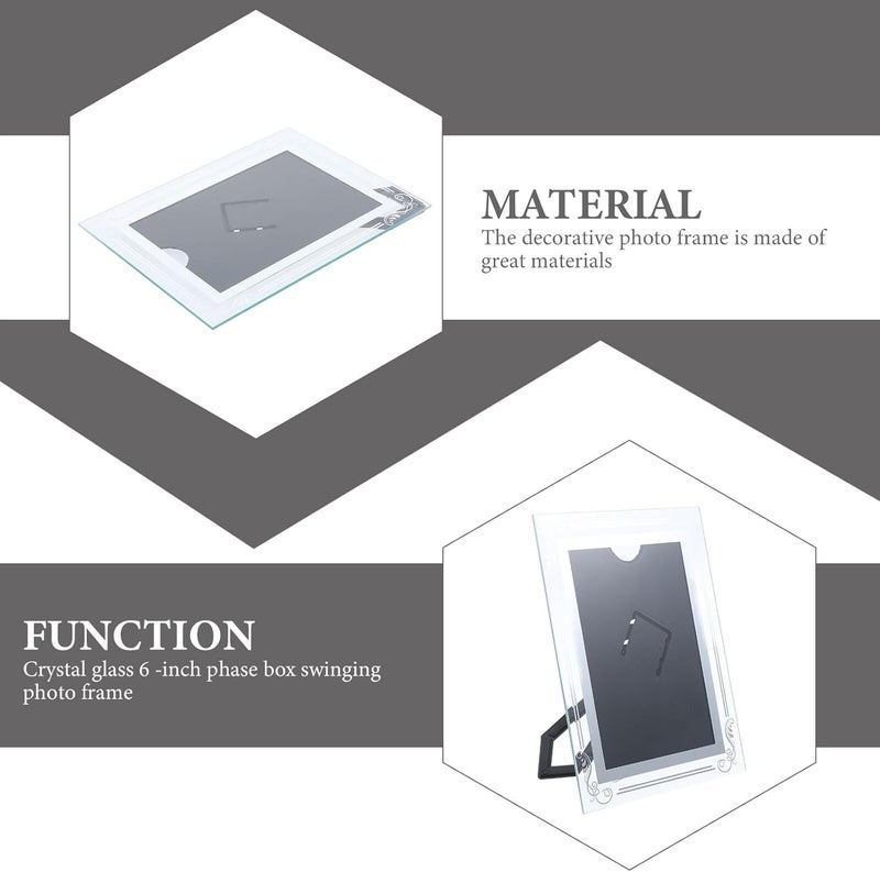 Crystal Glass 6-inch Picture Frame 2pcs Silver Tabletop Portrait Photo Holder Dual Orientation Decorative Photo Display for Wedding and Graduation - Image 3