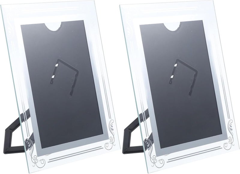 Crystal Glass 6-inch Picture Frame 2pcs Silver Tabletop Portrait Photo Holder Dual Orientation Decorative Photo Display for Wedding and Graduation - Image 1