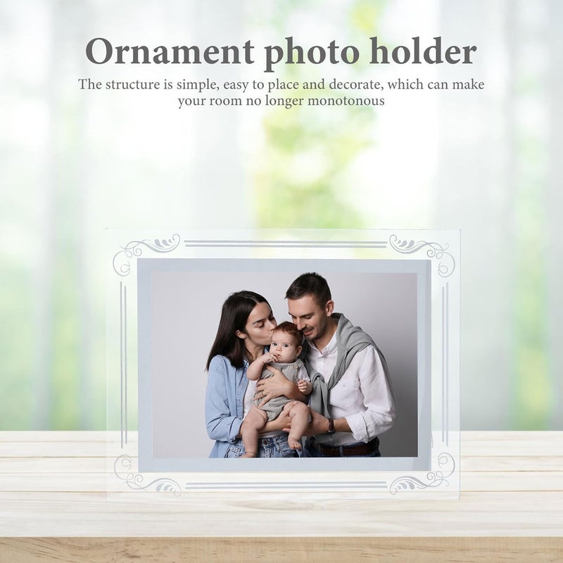 Crystal Glass 6-inch Picture Frame 2pcs Silver Tabletop Portrait Photo Holder Dual Orientation Decorative Photo Display for Wedding and Graduation - Image 4