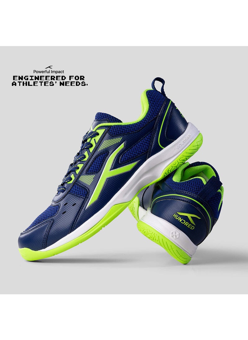 HUNDRED - Raze Non-Marking Professional Badminton Shoes for Men (Size: UK 12/US 13/EU 46) | Material Upper: Polyester, Sole: Rubber | Suitable for Indoor Tennis/Squash/Table Tennis/Basketball & Padel - Image 1