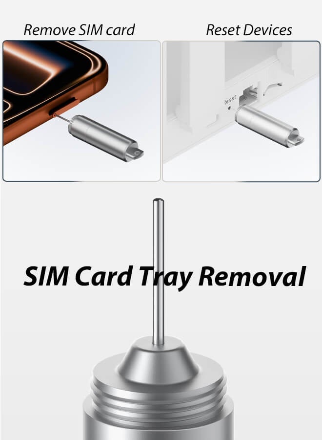 بليزار أداة إخراج بطاقة SIM ثلاثية الوظائف، متعددة الاستخدامات كمفتاح محمول مع فرشاة تنظيف وأداة فتح طرود، دبوس إخراج من الفولاذ المقاوم للصدأ لمنظف مكبر صوت الهاتف، قلم تنظيف سماعات الأذن، فضي - Image 5