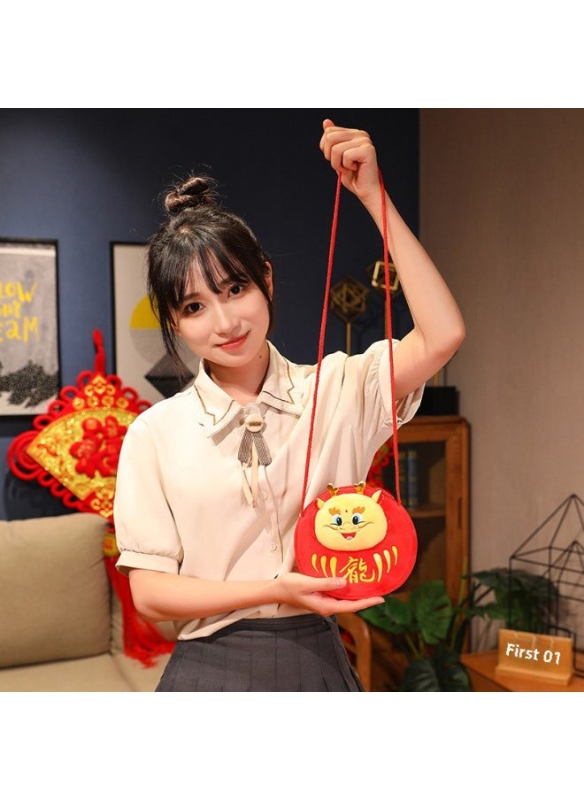 2024 National Fashion Dragon Year Mascot Gift For Children Coin Purse Plush Toy Doll Year Opening Red Children's Gift-Specifications:17cm Oumai Qilong Wallet Mixed Style  - Image 3