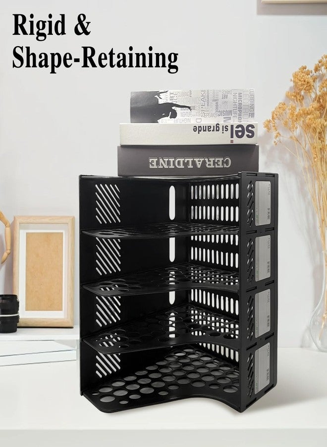 Ysenchan Plastic Magazine File Holder & Desk Organizer, 4 Vertical Compartments File Folder Organizer for Office Classroom Organization, Coloring Book Storage with Sturdy Binder Accessories(Black) - Image 3