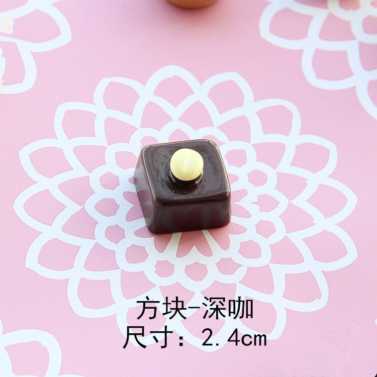 Generic Large Imitation Chocolate Resin DIY Keychain Fridge Magnet Square-Deep Cafe