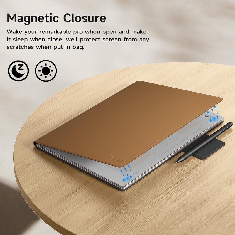 Ayotu Case for Remarkable Paper Pro, Premium PU Leather Book Folio with Pen-Buckle, Smart Magnetic Cover Only for Remarkable Paper Pro 11.8 inch, Bundle with Premium Membership (Brown) - Image 5
