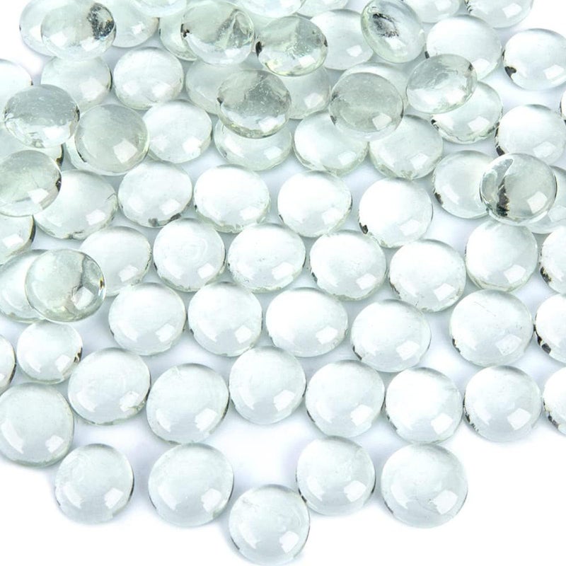 FUTUREPLUSX 5 Lb Clear Flat Glass Marbles, 500PCS Clear Flat Gems Transparent Aquarium Pebbles Vase Filler Beads Table Scatters - Image 1