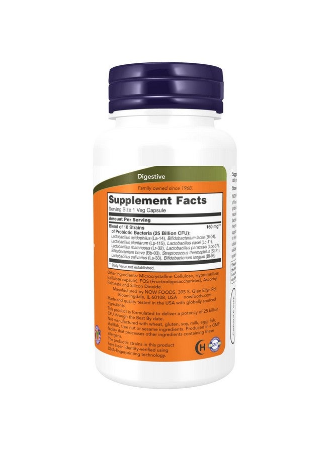 now Supplements Probiotic 10™ 25 Billion With 10 Probiotic Strains Dairy Soy And Gluten Free Strain Verified 100 Veg Capsules - Image 3