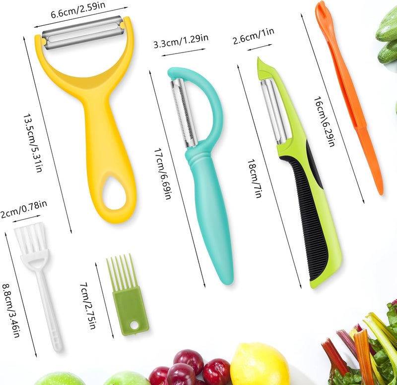 senbowe Upgrade Potato Peeler for Kitchen, 6PCS Stainless Steel Vegetable Peeler, I and Y Veggie Food Peeler for Apple Fruit Carrot Zucchini Cucumber,Good Grip Makes Peeling Very Easy - Image 5
