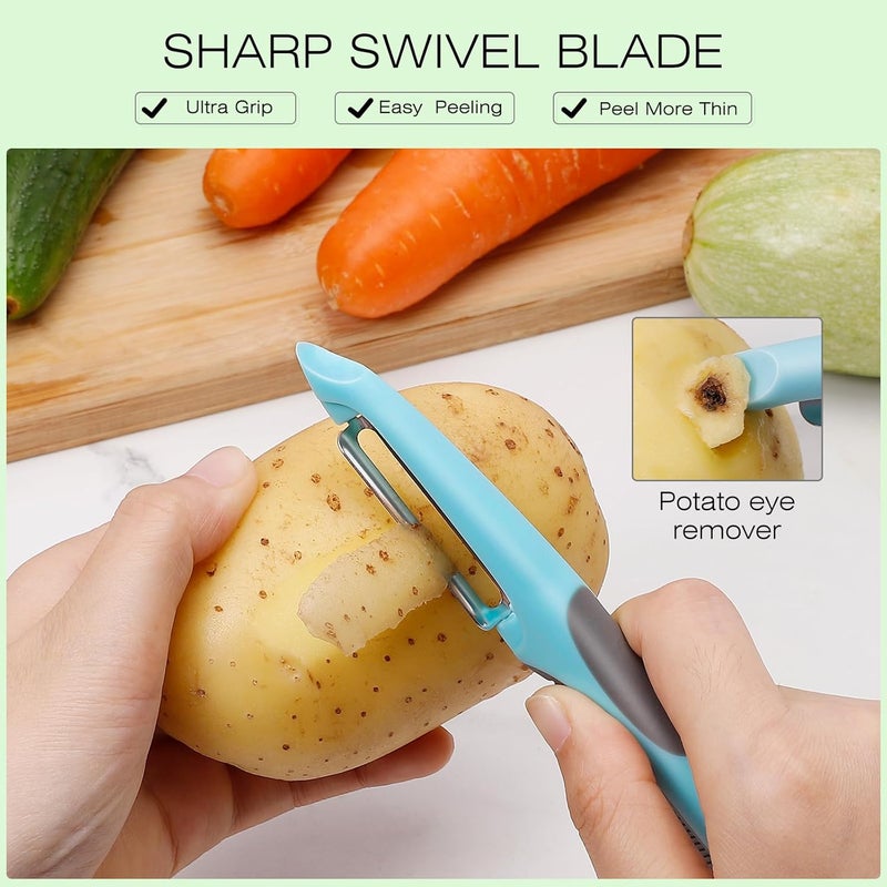 senbowe Upgrade Potato Peeler for Kitchen, 6PCS Stainless Steel Vegetable Peeler, I and Y Veggie Food Peeler for Apple Fruit Carrot Zucchini Cucumber,Good Grip Makes Peeling Very Easy - Image 4