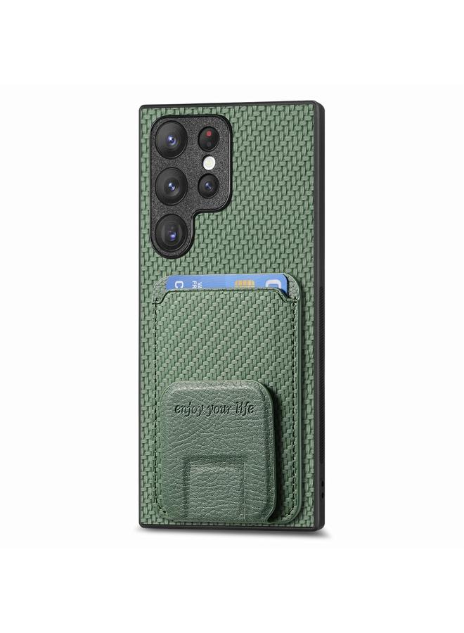 erorex Case For Samsung Galaxy S20 FE Carbon Fiber Card Bag Fold Stand Phone Case - Image 3