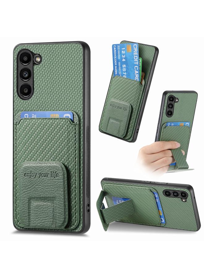 erorex Case For Samsung Galaxy S20 FE Carbon Fiber Card Bag Fold Stand Phone Case - Image 1