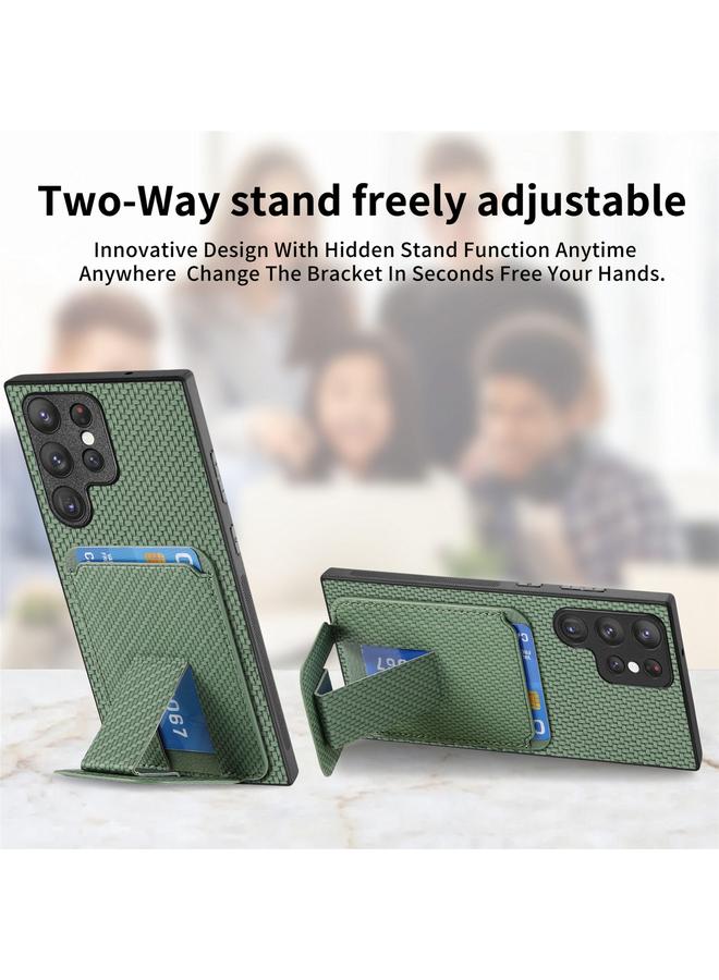 erorex Case For Samsung Galaxy S20 FE Carbon Fiber Card Bag Fold Stand Phone Case - Image 2