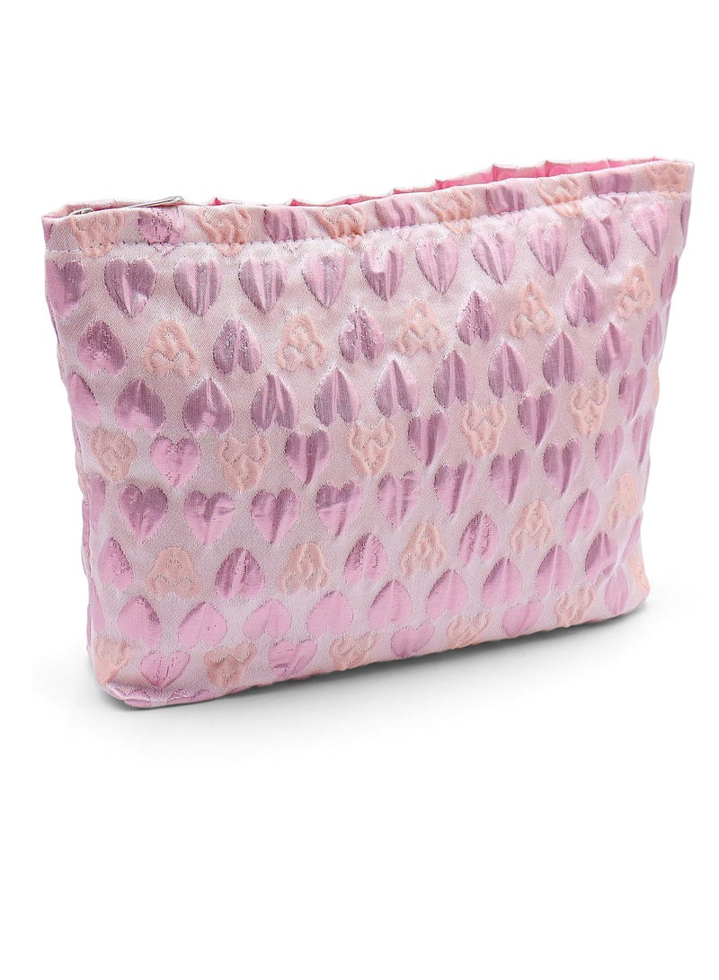 SYOSI Makeup Bag, Cute Floral Cosmetic Bag, Embroidered Pouch, Large Capacity Aesthetic Makeup Bag with Zipper, Portable Travel Toiletry Bag for Women Girls - Image 1