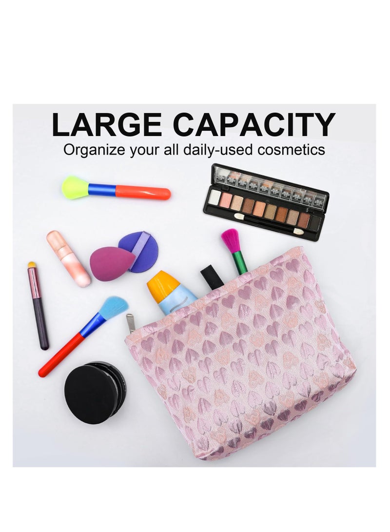 SYOSI Makeup Bag, Cute Floral Cosmetic Bag, Embroidered Pouch, Large Capacity Aesthetic Makeup Bag with Zipper, Portable Travel Toiletry Bag for Women Girls - Image 2