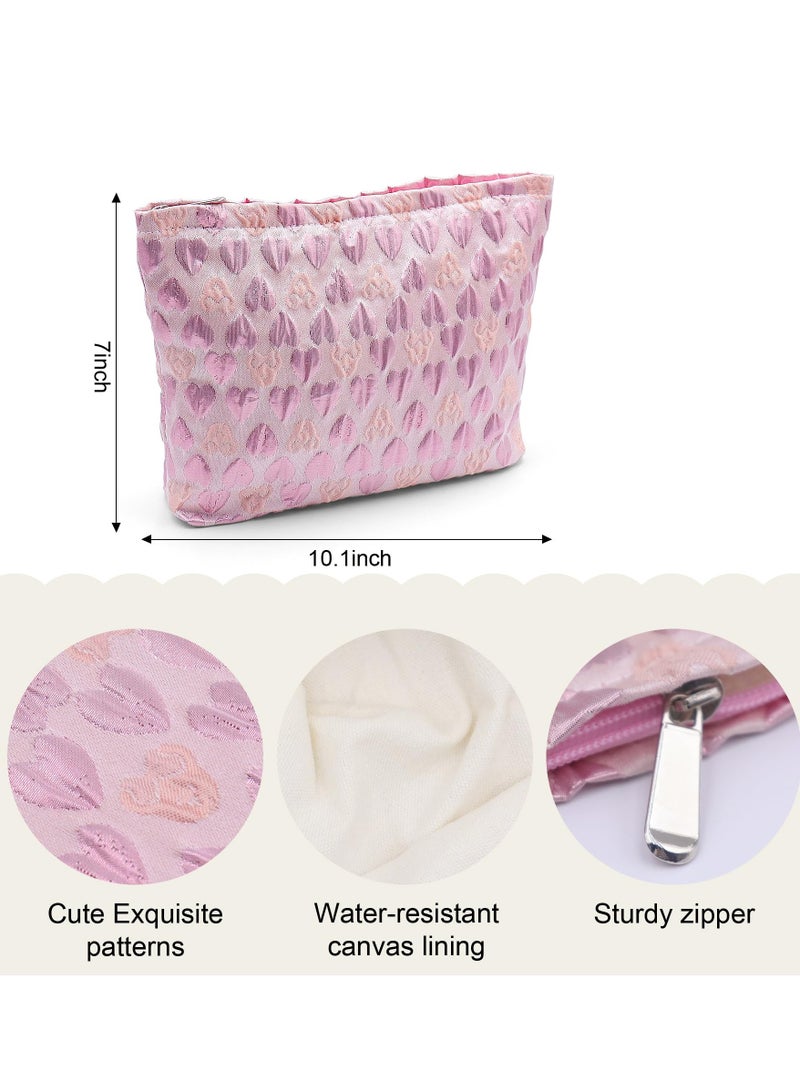 SYOSI Makeup Bag, Cute Floral Cosmetic Bag, Embroidered Pouch, Large Capacity Aesthetic Makeup Bag with Zipper, Portable Travel Toiletry Bag for Women Girls - Image 3