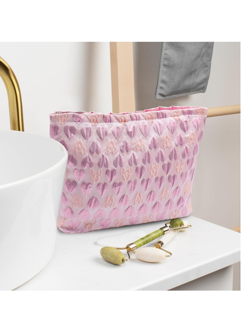 SYOSI Makeup Bag, Cute Floral Cosmetic Bag, Embroidered Pouch, Large Capacity Aesthetic Makeup Bag with Zipper, Portable Travel Toiletry Bag for Women Girls - Image 5